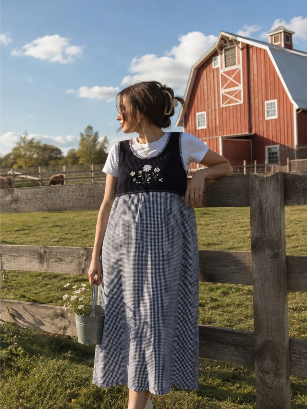 Vintage Koret Petite Gingham Maxi Dress | Cottagecore | S/M